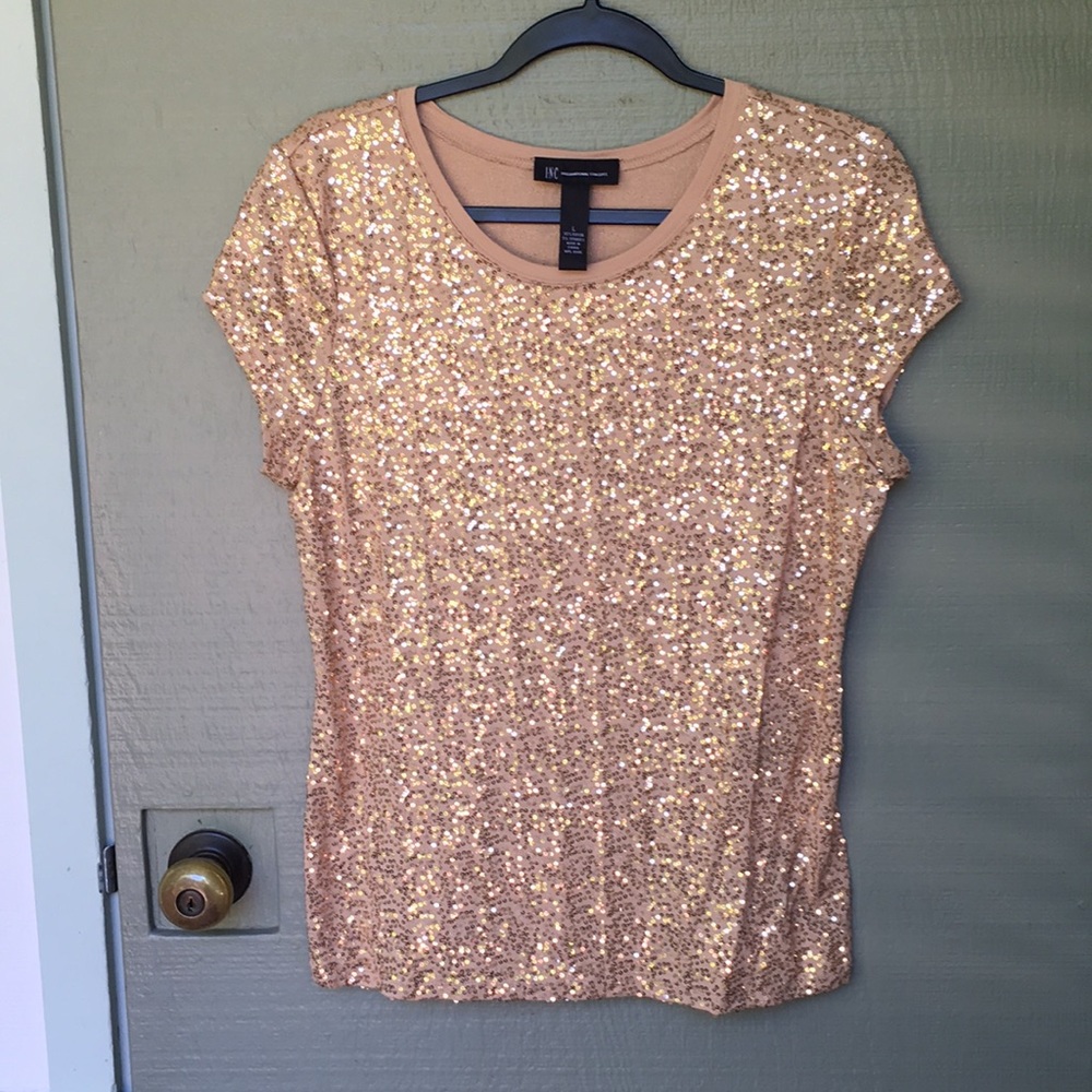 I.N.C - size large Gold sequence shirt